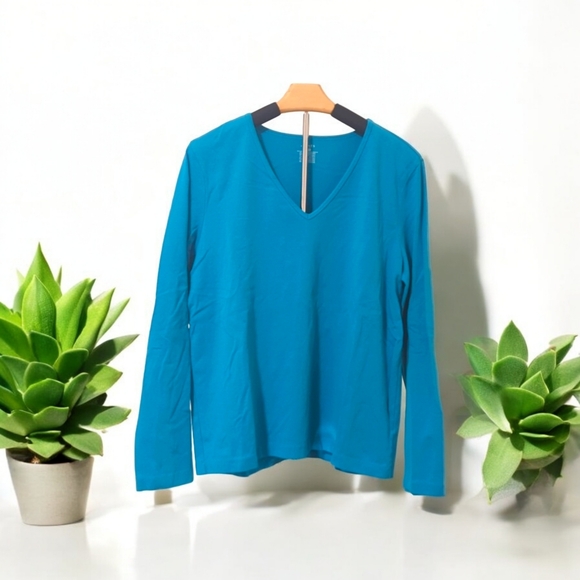 Jones Sport VNeck long sleeve stretchy top, XL, NWOT, beautiful turquoise color - Picture 1 of 4